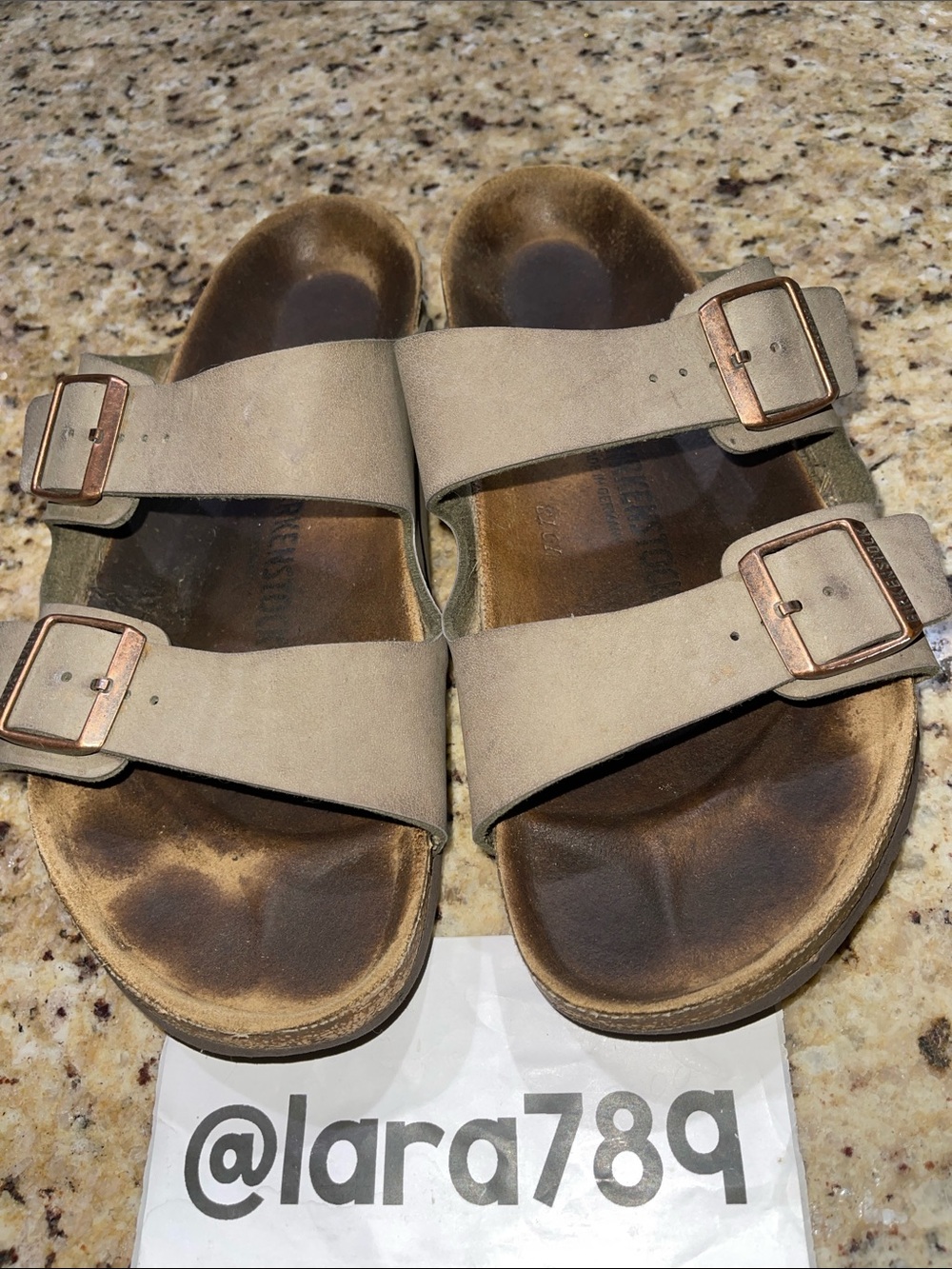 Birkenstock Arizona Beige Double Buckle Slide Sandals